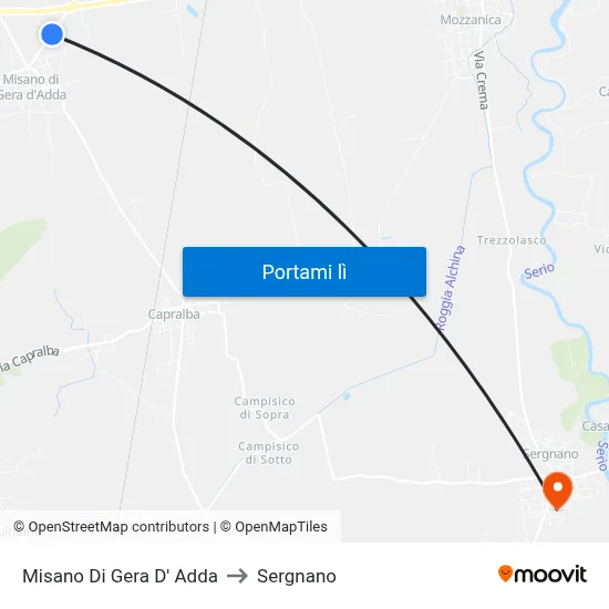 Misano Di Gera D' Adda to Sergnano map