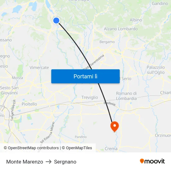 Monte Marenzo to Sergnano map