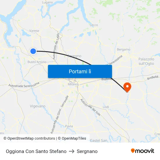 Oggiona Con Santo Stefano to Sergnano map