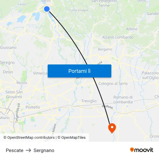 Pescate to Sergnano map