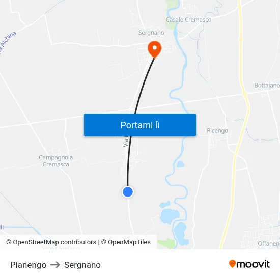 Pianengo to Sergnano map