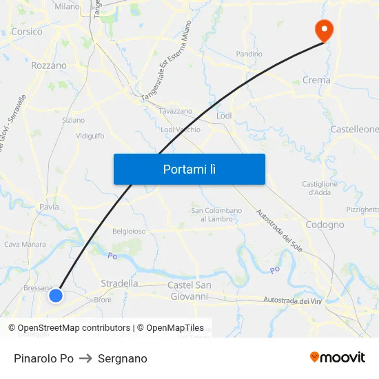 Pinarolo Po to Sergnano map