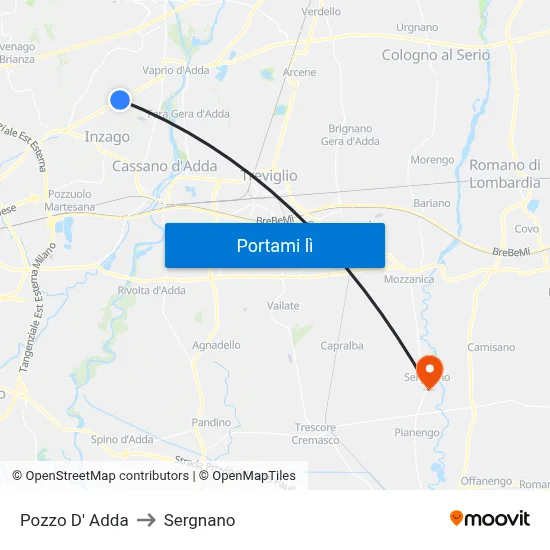 Pozzo D' Adda to Sergnano map