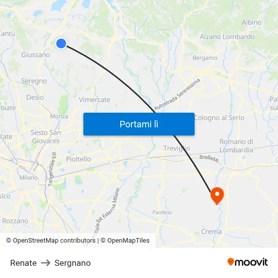 Renate to Sergnano map