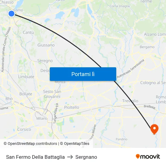 San Fermo Della Battaglia to Sergnano map