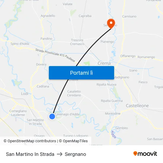 San Martino In Strada to Sergnano map