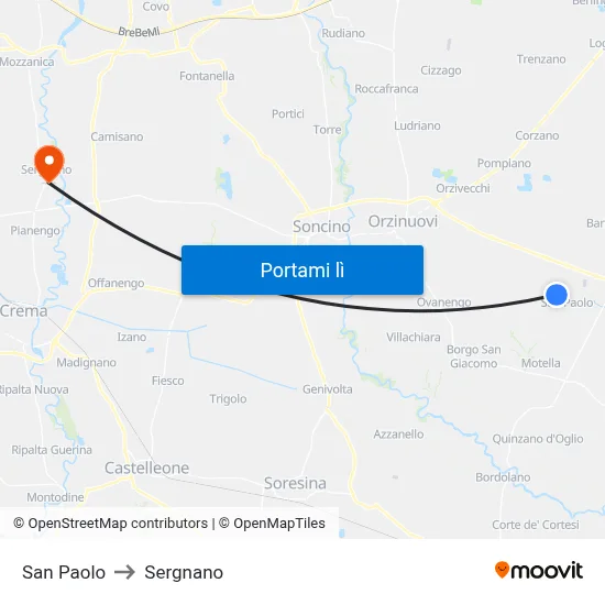 San Paolo to Sergnano map