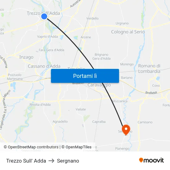 Trezzo Sull' Adda to Sergnano map