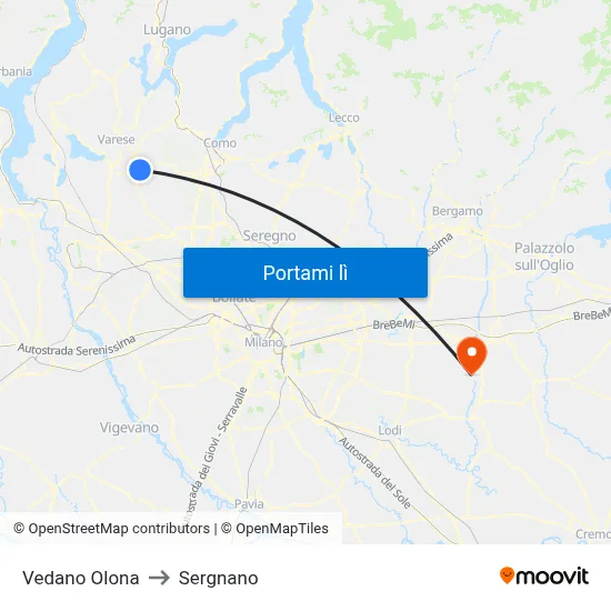 Vedano Olona to Sergnano map