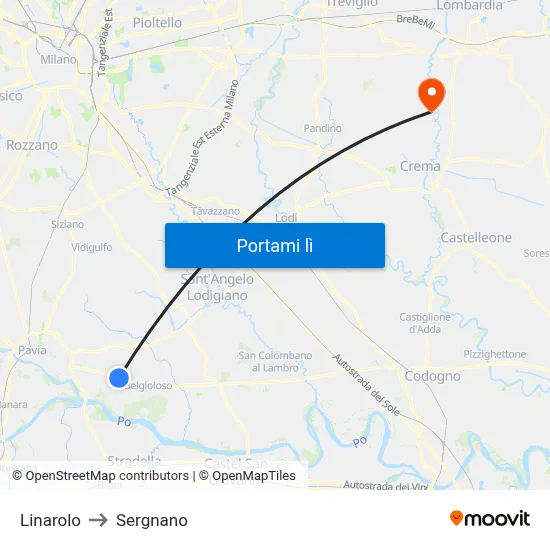 Linarolo to Sergnano map