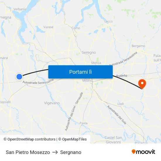 San Pietro Mosezzo to Sergnano map