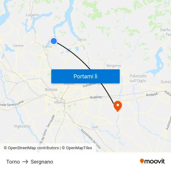 Torno to Sergnano map