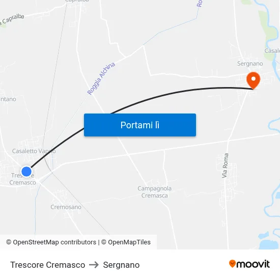 Trescore Cremasco to Sergnano map