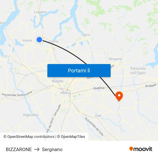 BIZZARONE to Sergnano map