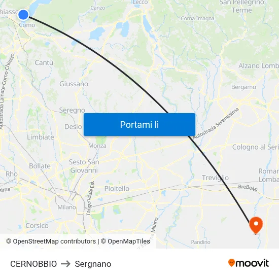 CERNOBBIO to Sergnano map