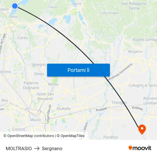MOLTRASIO to Sergnano map