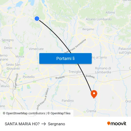 SANTA MARIA HO? to Sergnano map