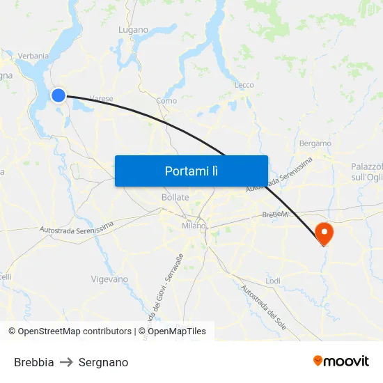 Brebbia to Sergnano map