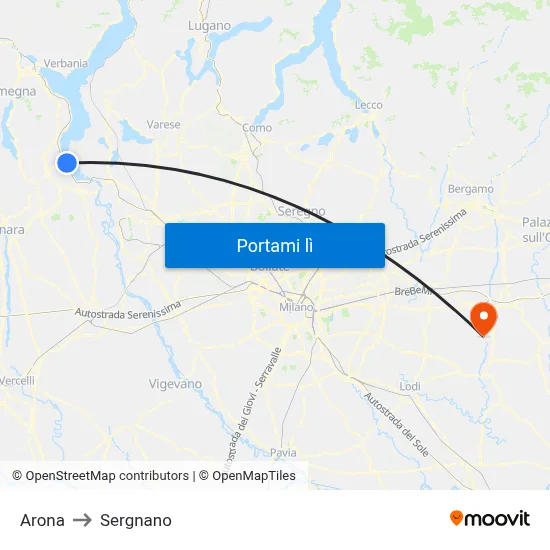 Arona to Sergnano map