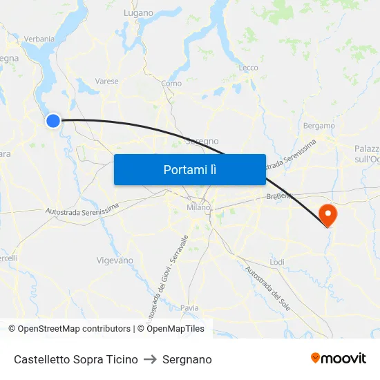 Castelletto Sopra Ticino to Sergnano map