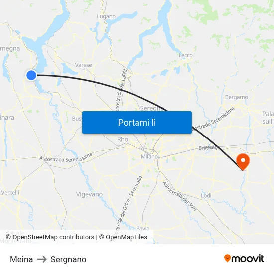 Meina to Sergnano map