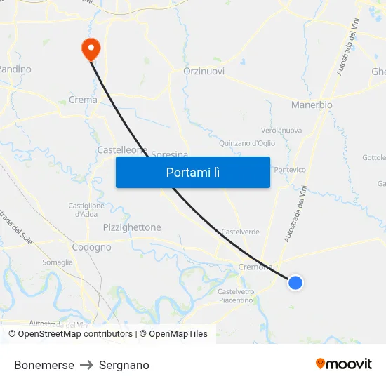 Bonemerse to Sergnano map