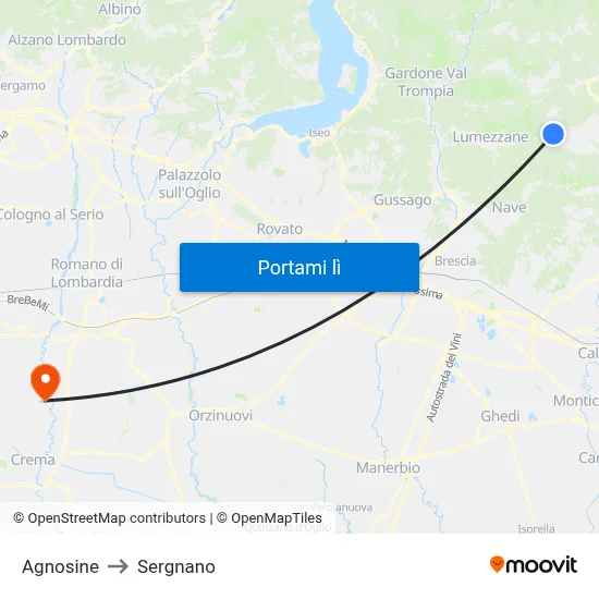 Agnosine to Sergnano map
