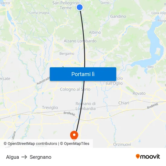 Algua to Sergnano map