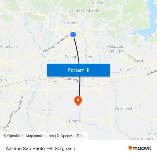 Azzano San Paolo to Sergnano map