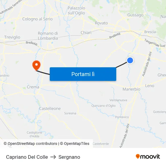 Capriano Del Colle to Sergnano map