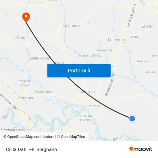 Cella Dati to Sergnano map