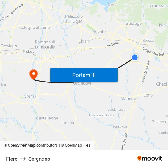 Flero to Sergnano map