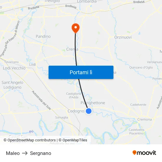 Maleo to Sergnano map