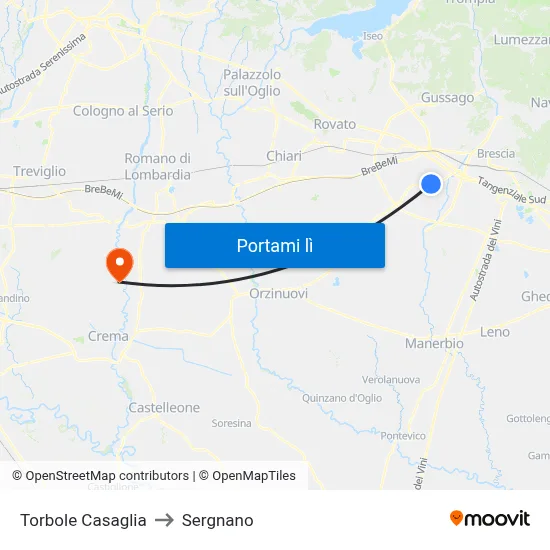 Torbole Casaglia to Sergnano map