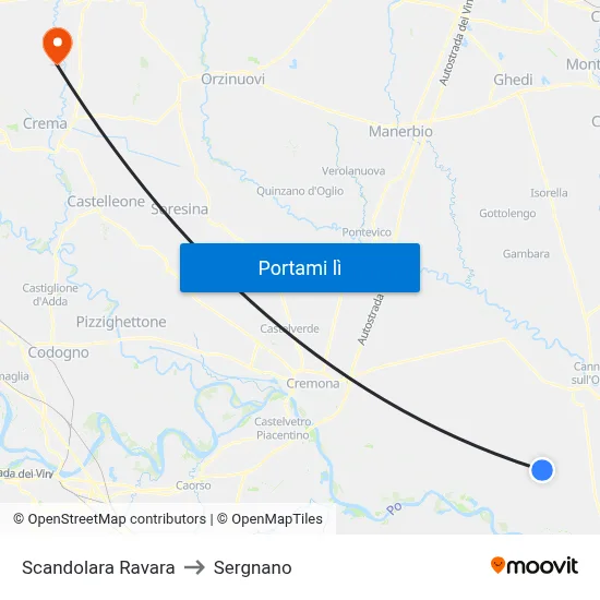Scandolara Ravara to Sergnano map