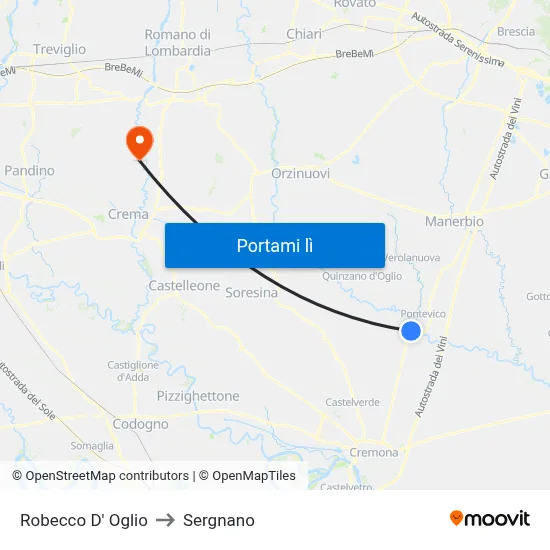 Robecco D' Oglio to Sergnano map