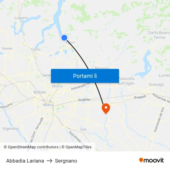 Abbadia Lariana to Sergnano map