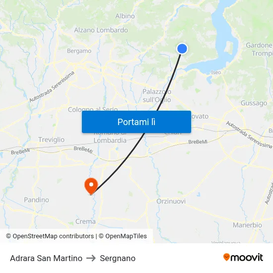 Adrara San Martino to Sergnano map