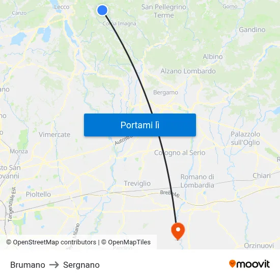 Brumano to Sergnano map