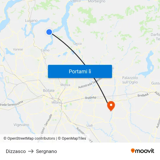 Dizzasco to Sergnano map
