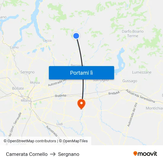 Camerata Cornello to Sergnano map