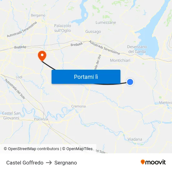 Castel Goffredo to Sergnano map