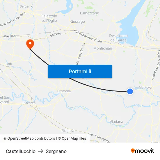 Castellucchio to Sergnano map