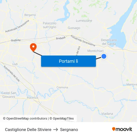 Castiglione Delle Stiviere to Sergnano map