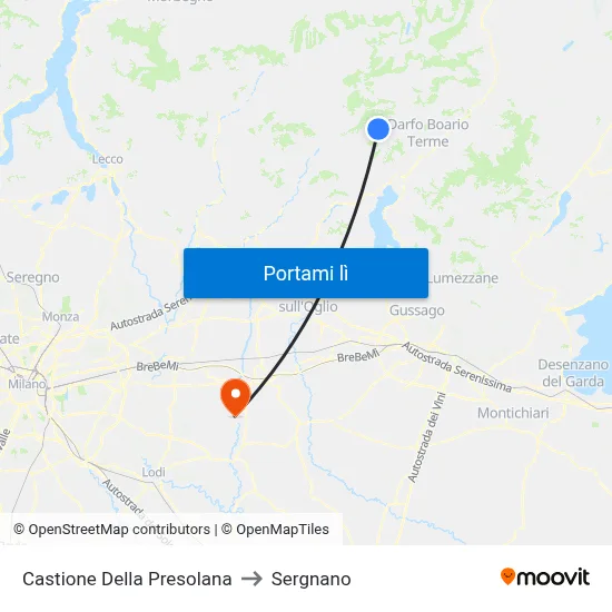 Castione Della Presolana to Sergnano map