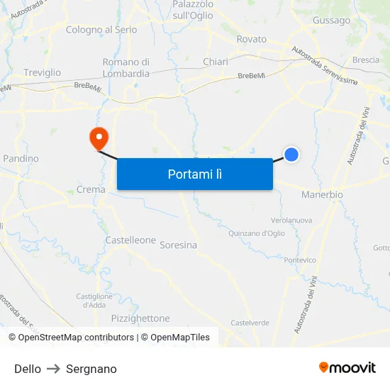 Dello to Sergnano map