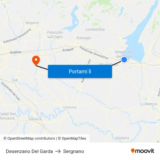 Desenzano Del Garda to Sergnano map