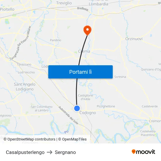 Casalpusterlengo to Sergnano map