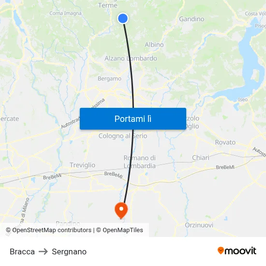 Bracca to Sergnano map