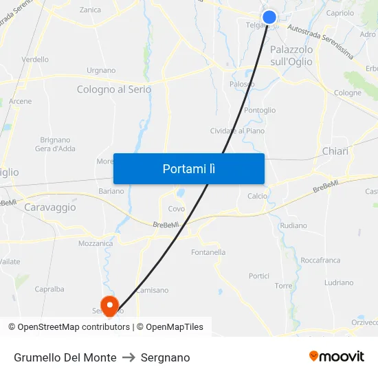 Grumello Del Monte to Sergnano map